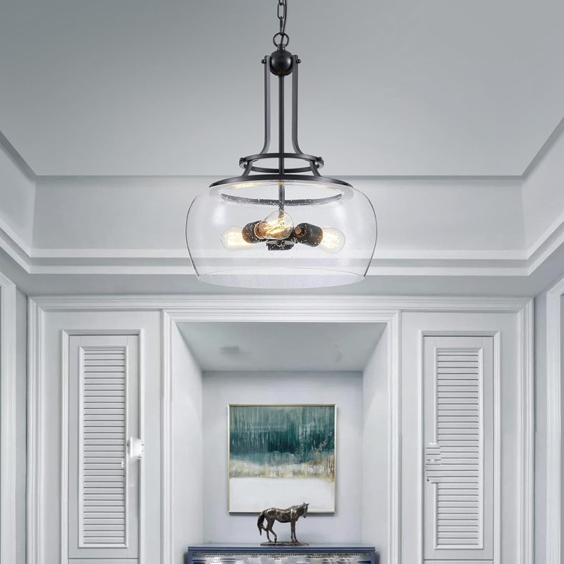 Lustre circulaire de style campagnard, Noir