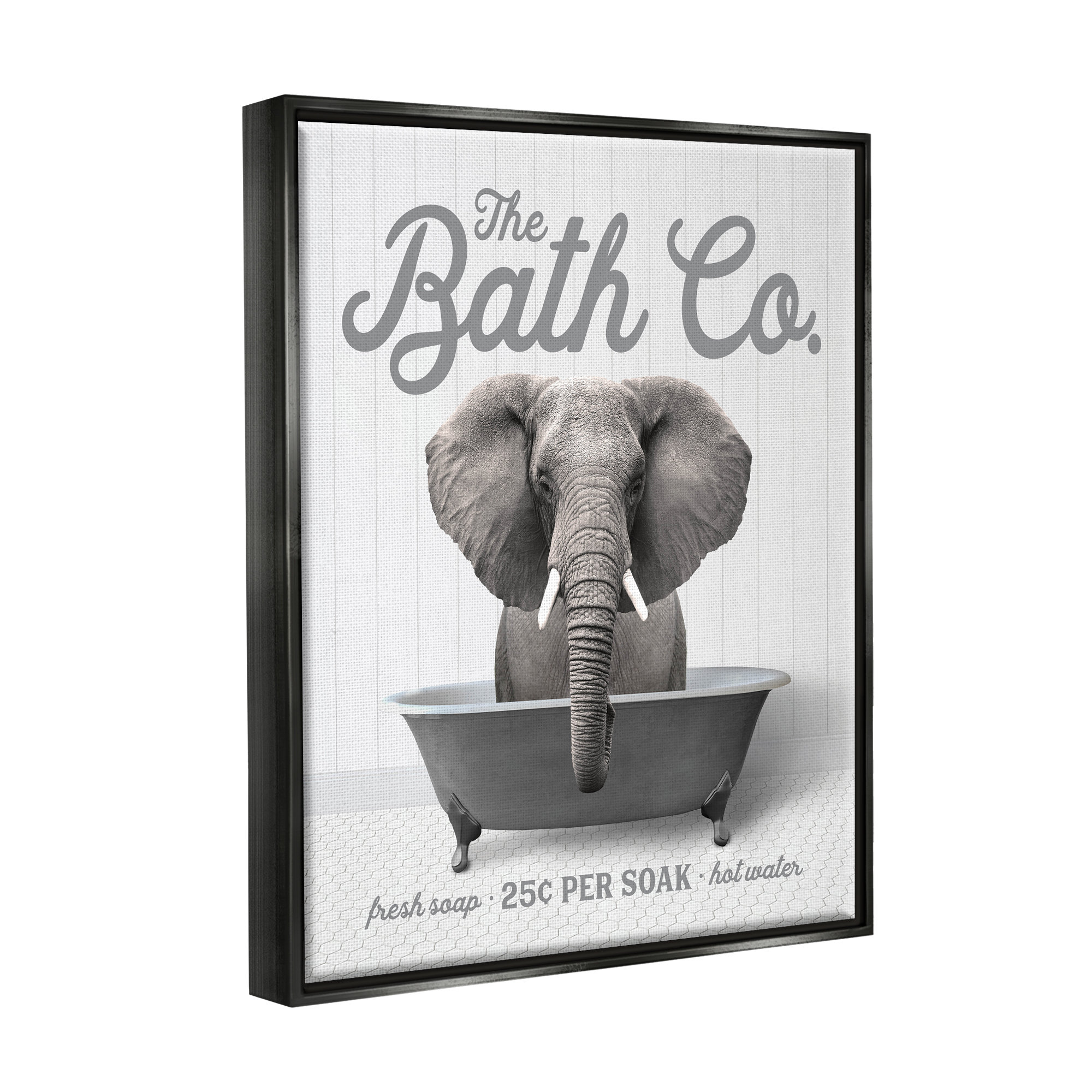 Trinx Elephant In Bathtub Framed Floater Canvas Wall Art Design By ...