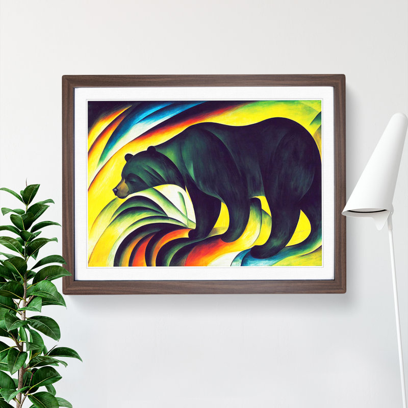 Abstract Bear Painting Vol.1 - Framed Print, 46cm H x 64cm W x 2cm D, Walnut