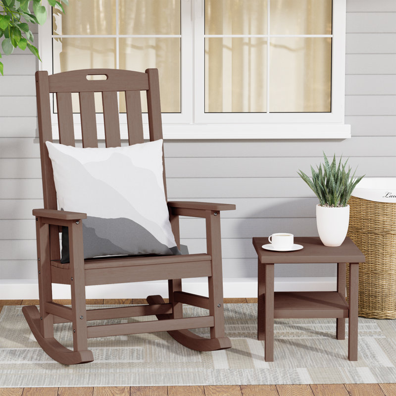 Chaise berçante surdimensionnée pour l'extérieur - Chaise berçante de patio à dossier haut toutes saisons, Brun, Individuel