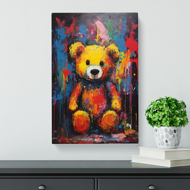 Teddy Bear Expressionism No.2 - Wrapped Canvas, 50cm H x 35cm W x 3cm D