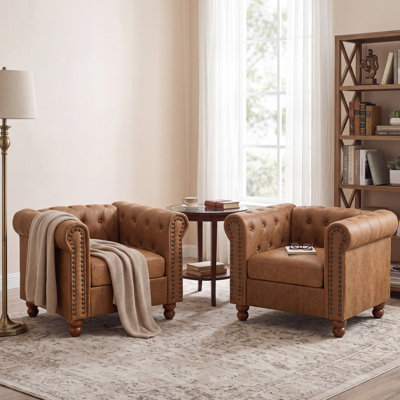 Fauteuil Chesterfield en cuir Jhosep Vegan