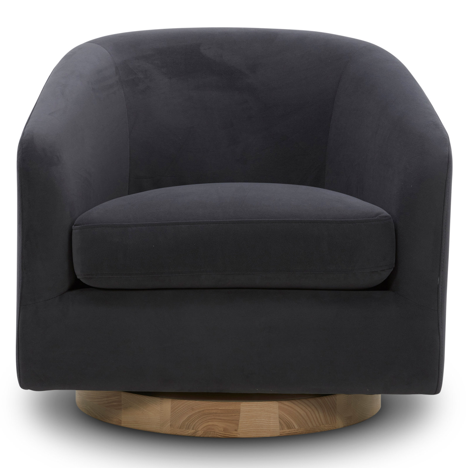 Bennett Upholstered Swivel Barrel Chair With Ottoman, Asphalt