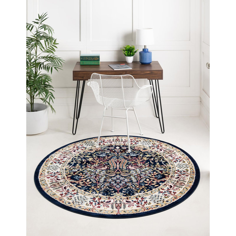 Tapis bleu Jackson Jackson, Rond 5 pi 3 po, Navy