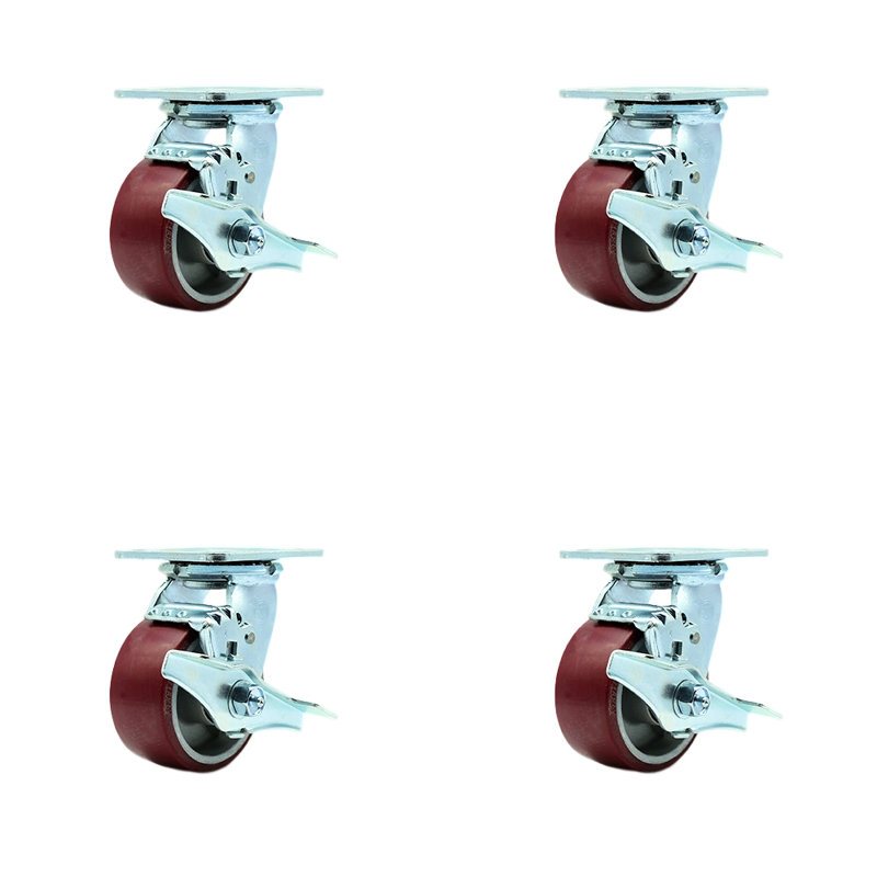 4 Piece Poly on Aluminum Caster Set