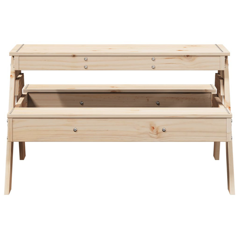 Raemoore Rectangular Solid Wood Outdoor Picnic Table, 52cm H x 97cm W x 88 cm L, Natural