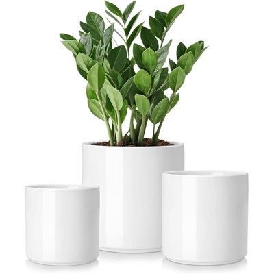 Ceramic Plant Pots Planter Pot With Drainage Hole Flower Pots For Indoor Outdoor Plants Set Of 3