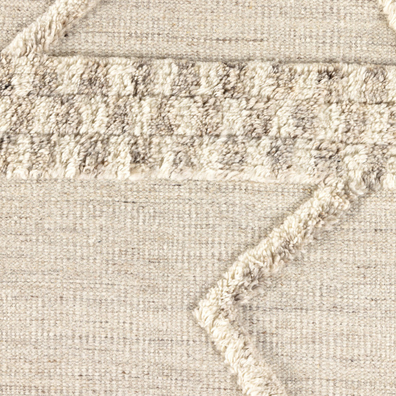 Lovato Wool Geometric Area Rug in Beige, Rectangle 12' x 15'