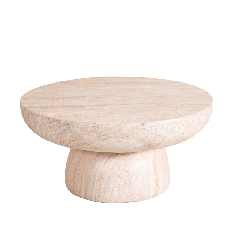 Round Outdoor Coffee Table, Light Yellow