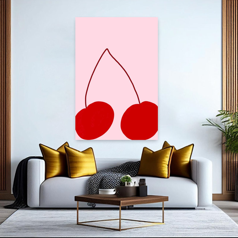 Grandes cerises, art mural nature cerise minimaliste moderne, H 60 po x l 40 po