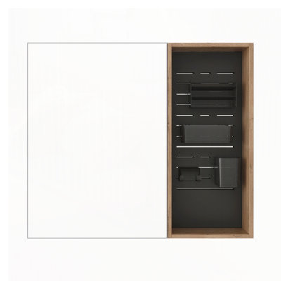 Armoire de salle de bain à miroir 31,88 "avec rangement, armoire à pharmacie murale avec porte miroir, tablettes réglables en verre
