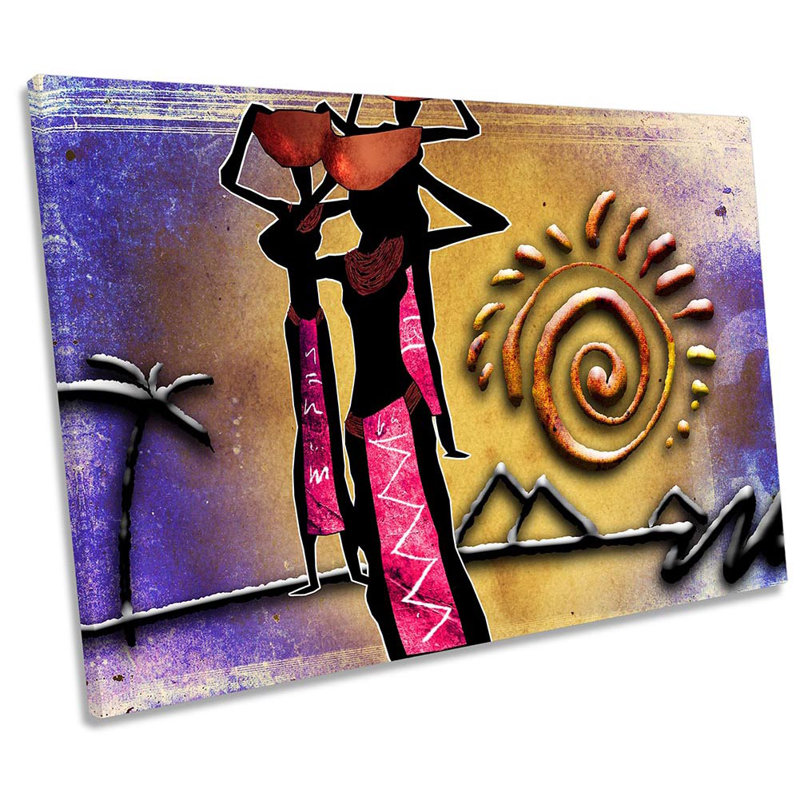 African Tribal Retro - Wrapped Canvas Print, 40.6cm H x 61cm W x 2cm D