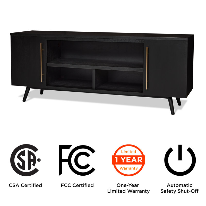Morris 72 inch TV Stand in Black by Real Flame for TV's up to 70 inches, Black