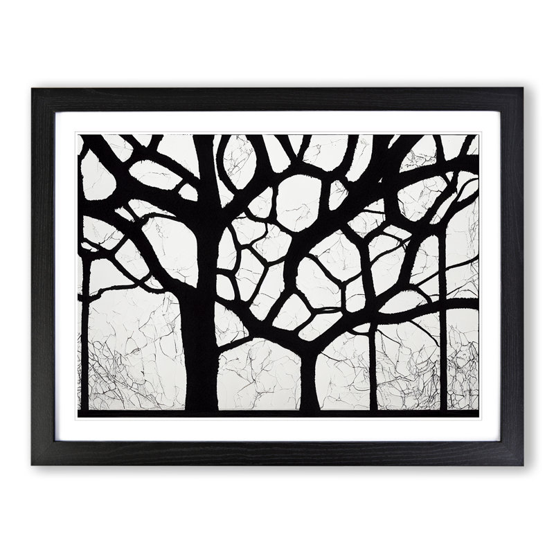Artsy Trees - Single Picture Frame Print, Black, 46cm H x 64cm W