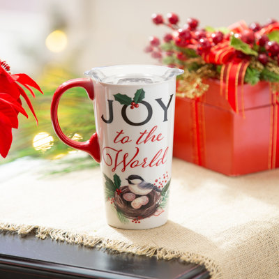 Tasse de voyage en céramique, 17 oz. , Avec boîte, joie de Noël