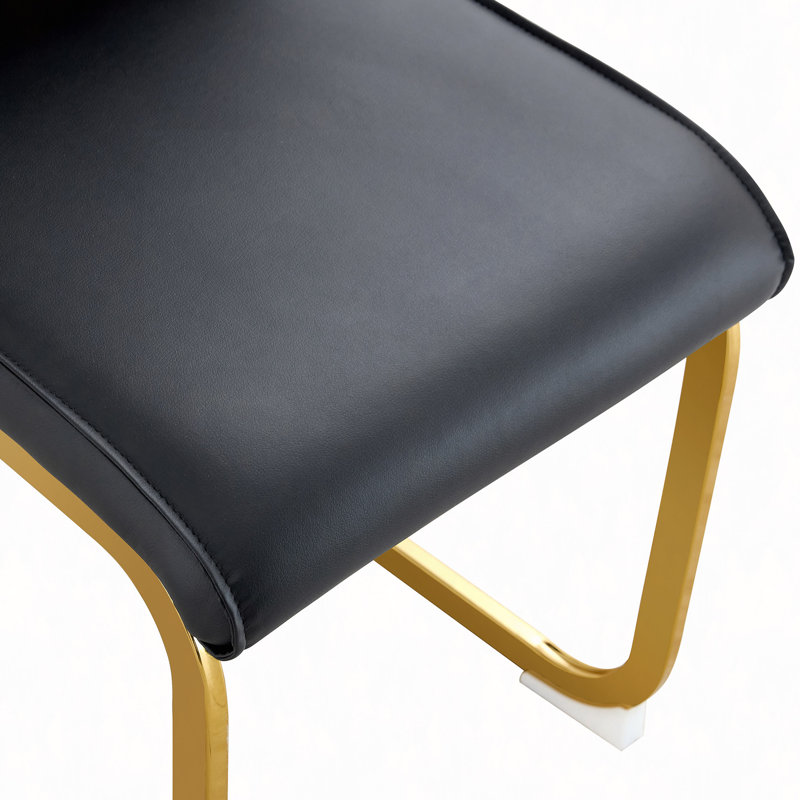 Chaise arquée, ensemble de 4 chaises de salle à manger en polyuréthane à haute résilience avec pieds arqués en métal., 4