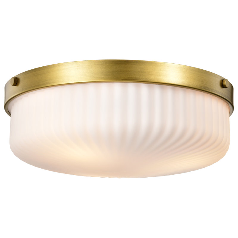 Sifuentes - Flush Mount - Frosted Ribbed Glass, Natural Brass