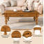 Ensemble de 3 tables basses avec tiroir, table basse vintage et 2 tables de bout pour salon, bureau, appartement, naturel-1141467067