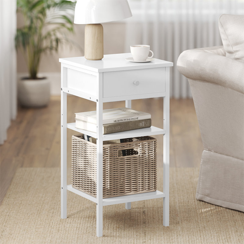 Mae 35cm W Particle Board / Chipboard Bedside Table, White