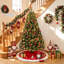 Sapin de Noël artificiel blanc avec lumières DEL-1079610357