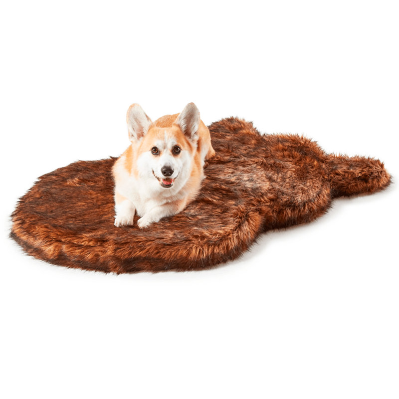  Tapis orthopédique pour chien en fausse fourrure Puprug, Grand (l 50 po x P 30 po x H 7 po), Brun