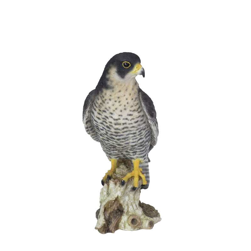 Brown Peregrine Falcon on branch | Handcrafted Decorative Bird Statue for Home & Garden | Premium Polyresin, Weather-Resistant Indoor/Outdoor Indoor/Outdoor Decor