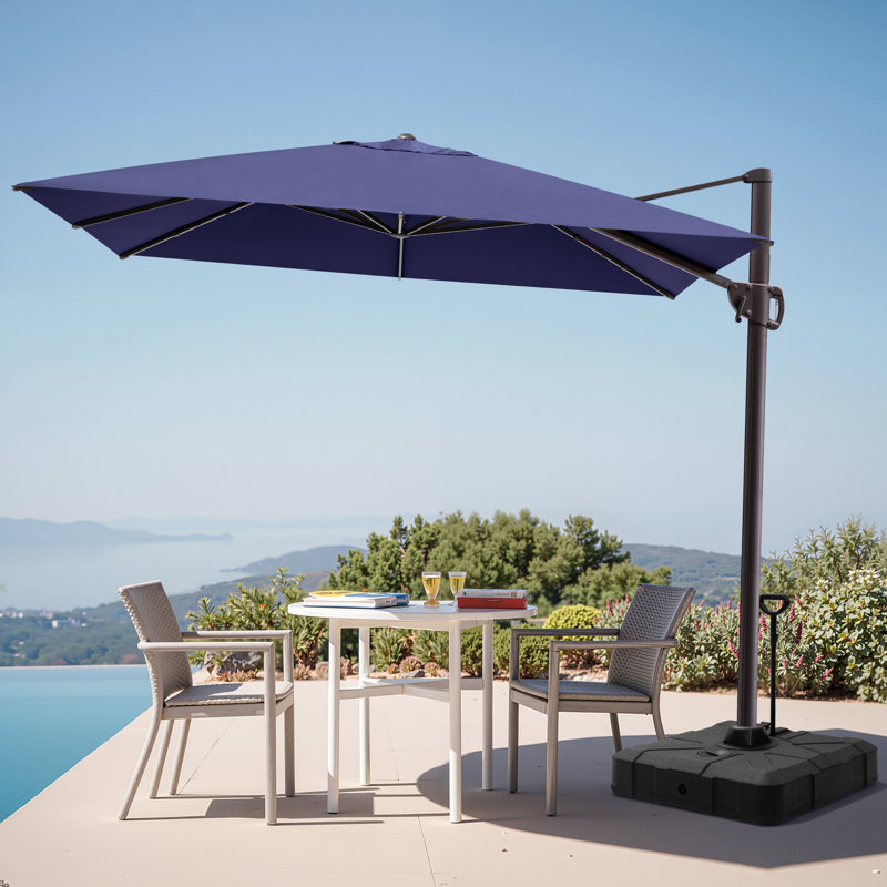 Parasol en porte-à-faux rectangulaire de 127 po, poids de comptoir inclus, Marine