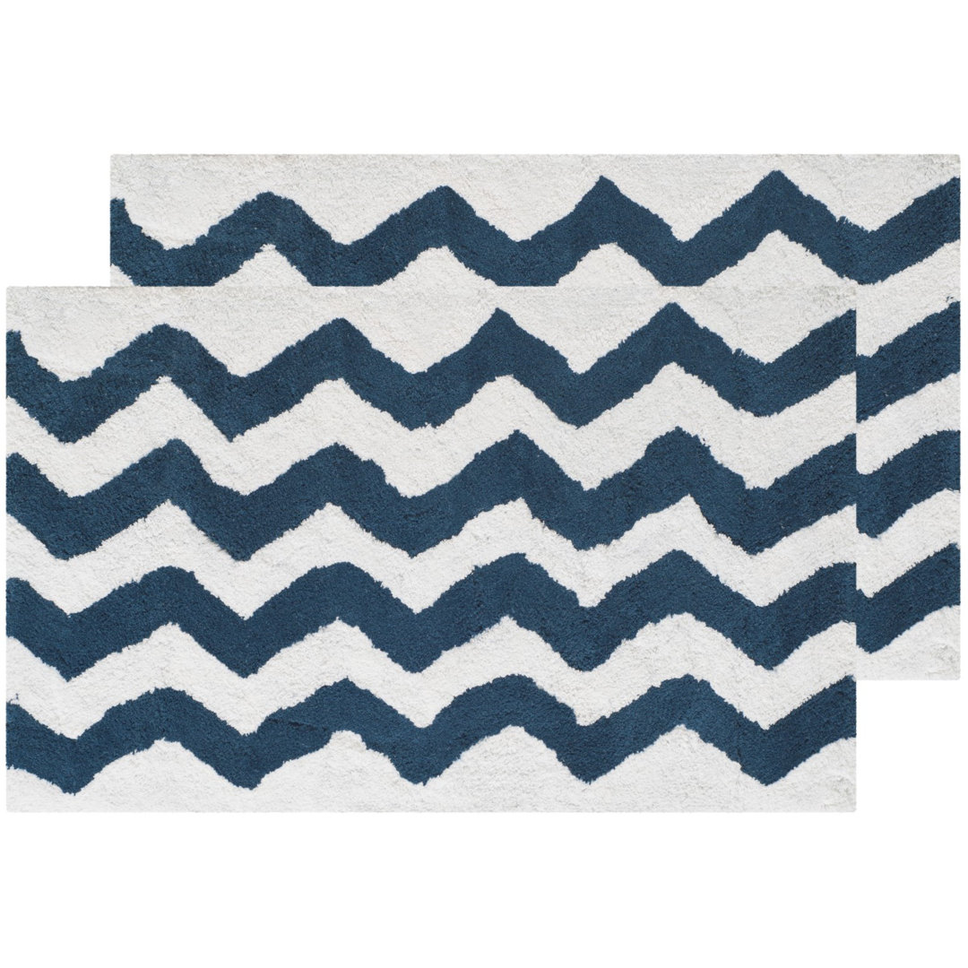 Wadley Plush Master Bath Hand Tufted Cotton Chevron Rug (Set of 2) Harriet Bee