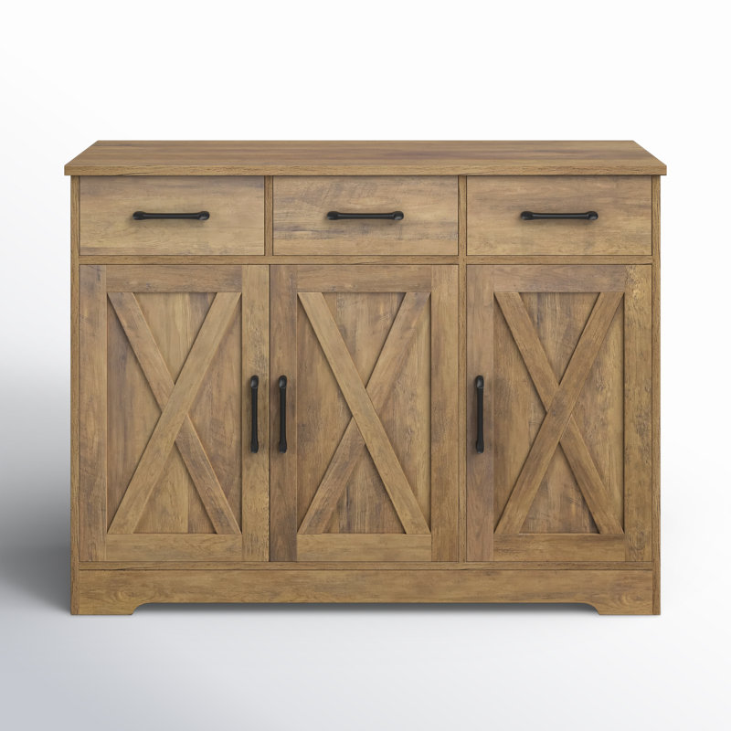 Buffet 3 tiroirs Tahara, Brun rustique