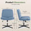Fauteuil de bureau pivotant sans accoudoirs, chaise de bureau large à pieds croisés avec hauteur réglable et mode berçant-15390034-15390039