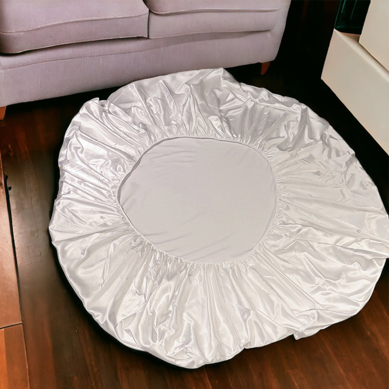 Satin Fitted Sheet, King Fitted Sheet with 2 Pillowcases, White