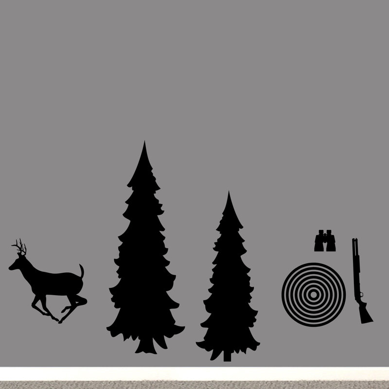Ensemble de 6 décalcomanies murales pour le paquet de chasse, Noir