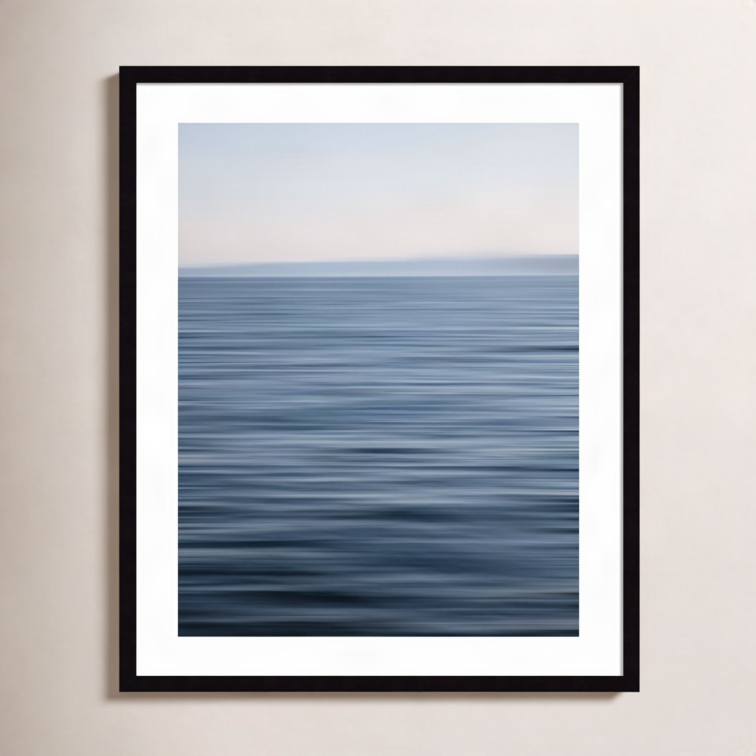 Abstract Blue Horizon Photo Print, 29.12" H x 23.12" W x 0.88" D, Black Framed Paper