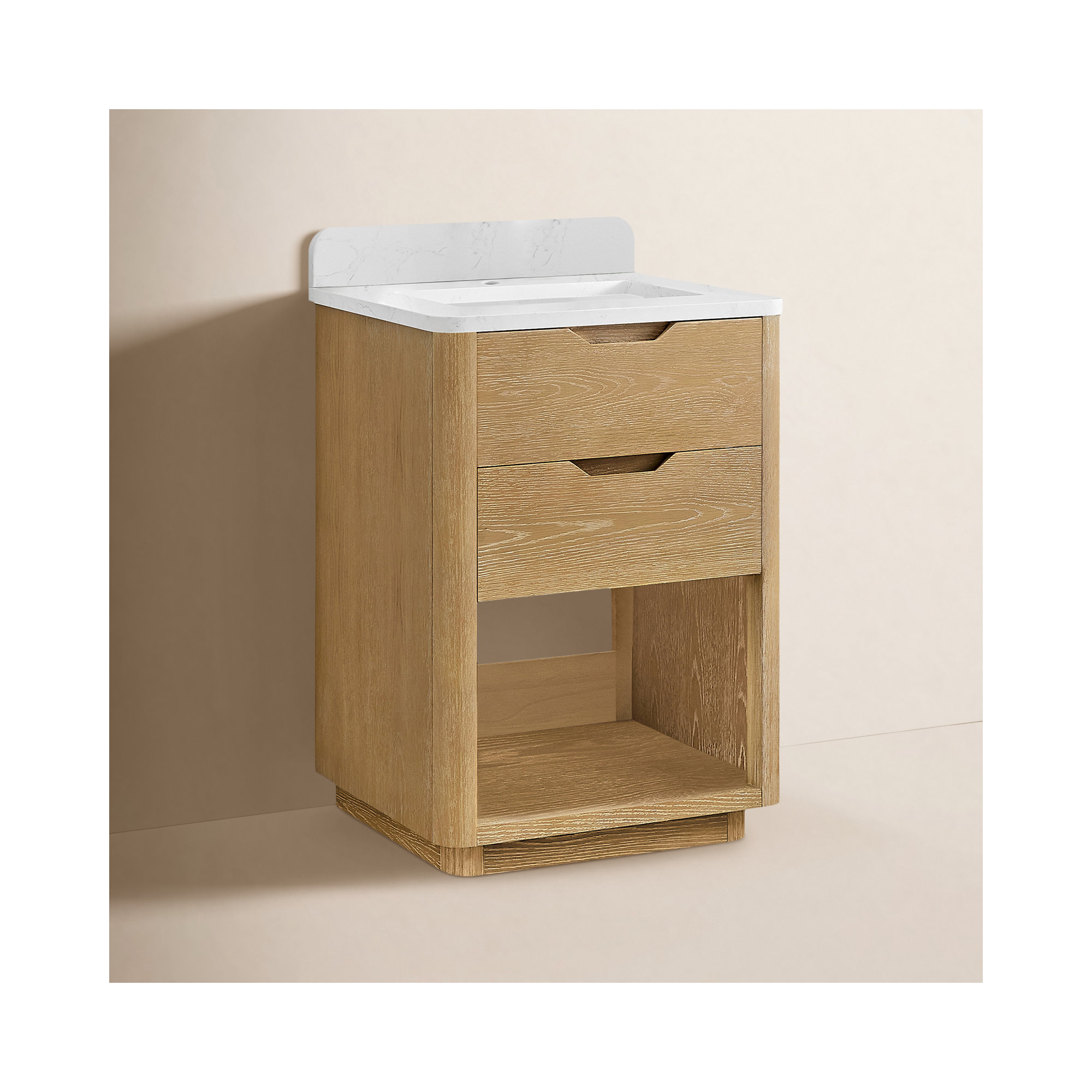 Kaiser 24" Marble Top Single Sink Bathroom Vanity, Washed Ash Gray