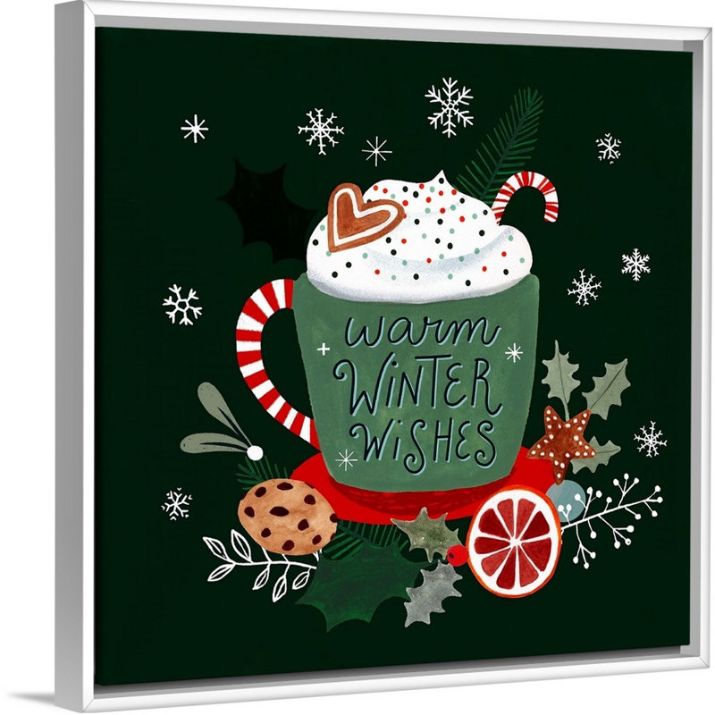 Reproduction d’art textuel sur toile, "Christmas comforts II" par Victoria Borges, Cadre blanc, H 14 po x l 14 po x P 1,75 po