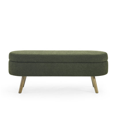 Ottoman Oval Storage Bench,Rubber Wood Legs, (43.5"x16"x16")