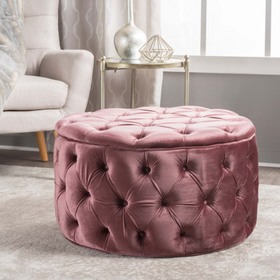 Conception de repose-pieds rond capitonné de type cocktail polyvalent, durable et stylisé de 29,5 po de largeur pour un confort moelleux Koehn
