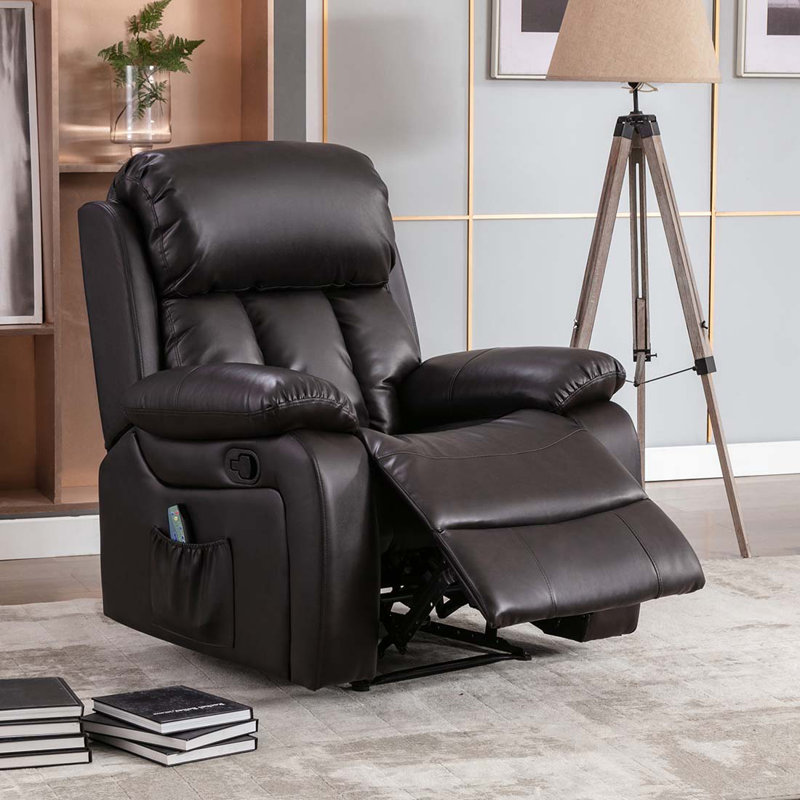 Faux Leather Heated Massage Chair, Manual, Brown