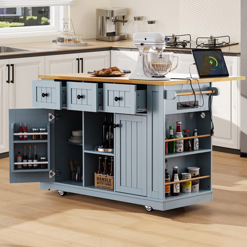 Allycia 53'' Kitchen Island With Drop Leaf, Gray