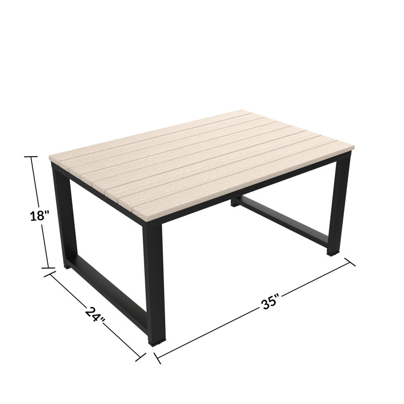 Table basse d'extérieur en métal Townsend, l 23,6 po x P 35,4 po, Blanc