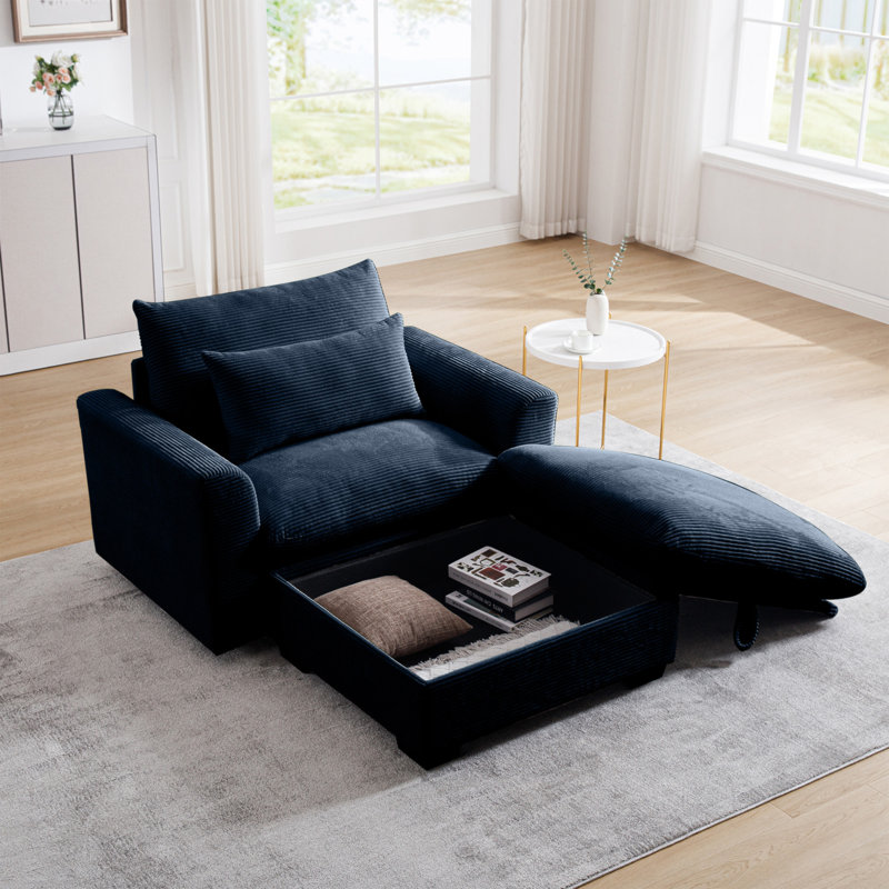 Canapé modulaire en velours côtelé polyvalent avec repose-pieds de rangement pour divers espaces