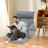 Adjustable Lazy Sofa Chair, Reclining Floor Lounge Seat With 5-Position Head & Lumbar Support, Grey PP Cotton For Living Room & Balcony