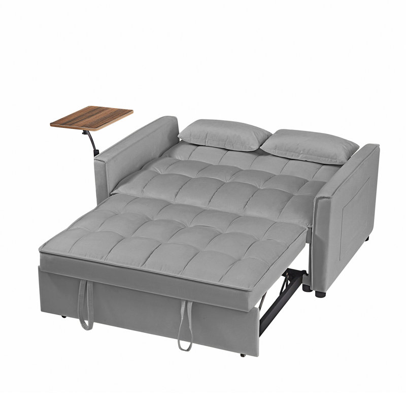 Lit en velours gris: 3 réglages réglables et lit moderne à texture douce avec coussins de construction