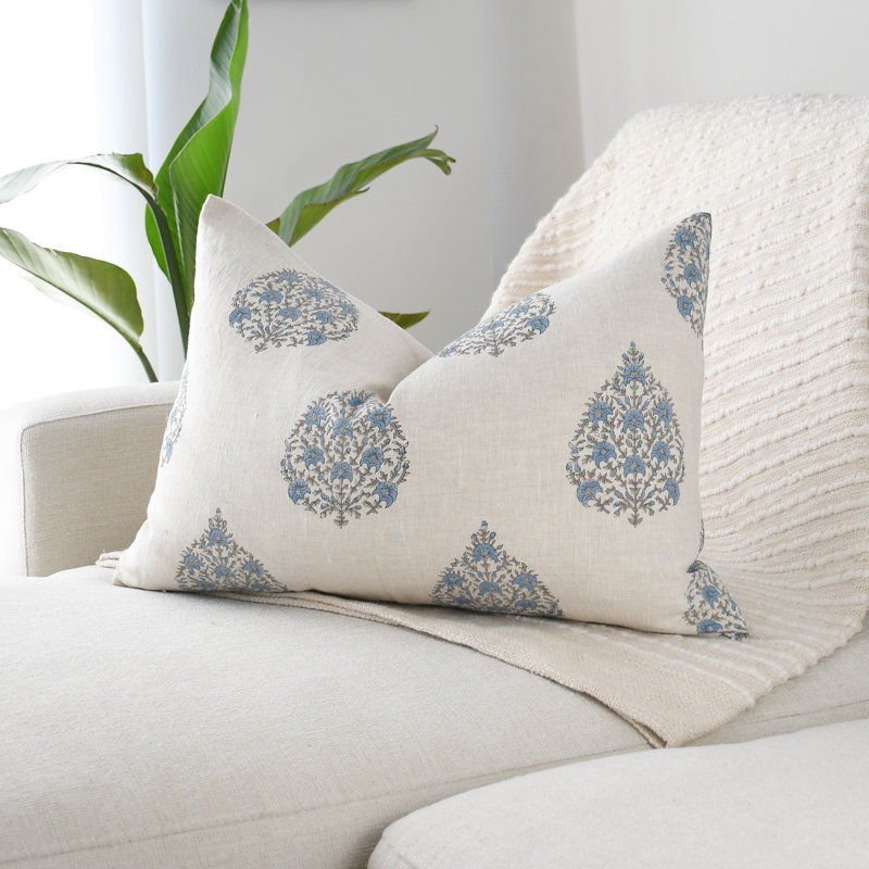 Imprimé floral bleu, Rectangle H 16 po x l 24 po, 1 Pillow Set