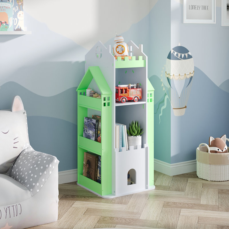 Bookcase, 106cm H x 45cm W x 45cm D, White/Green