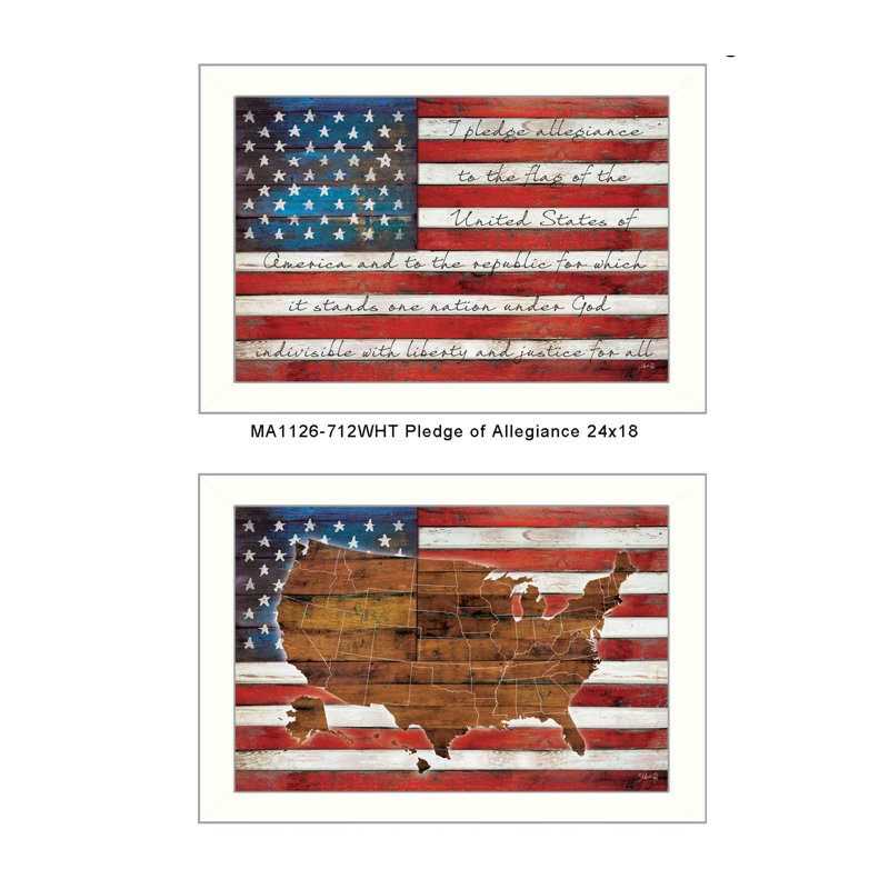 "s" , ensemble de 2 reproductions d’art encadrées American Flag