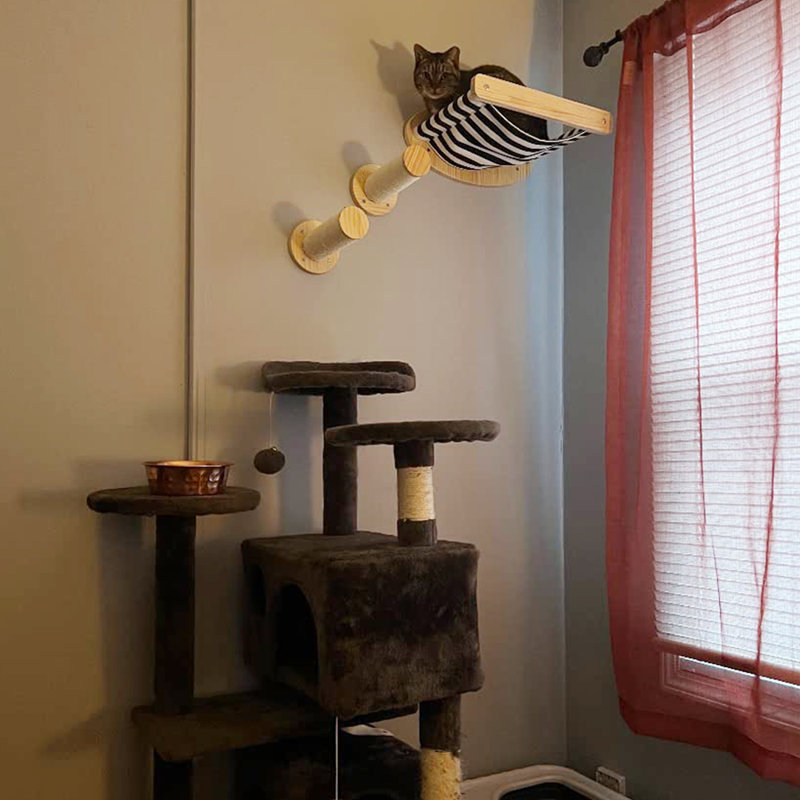 Cat Hammock with 2 Scratching Posts on Wall