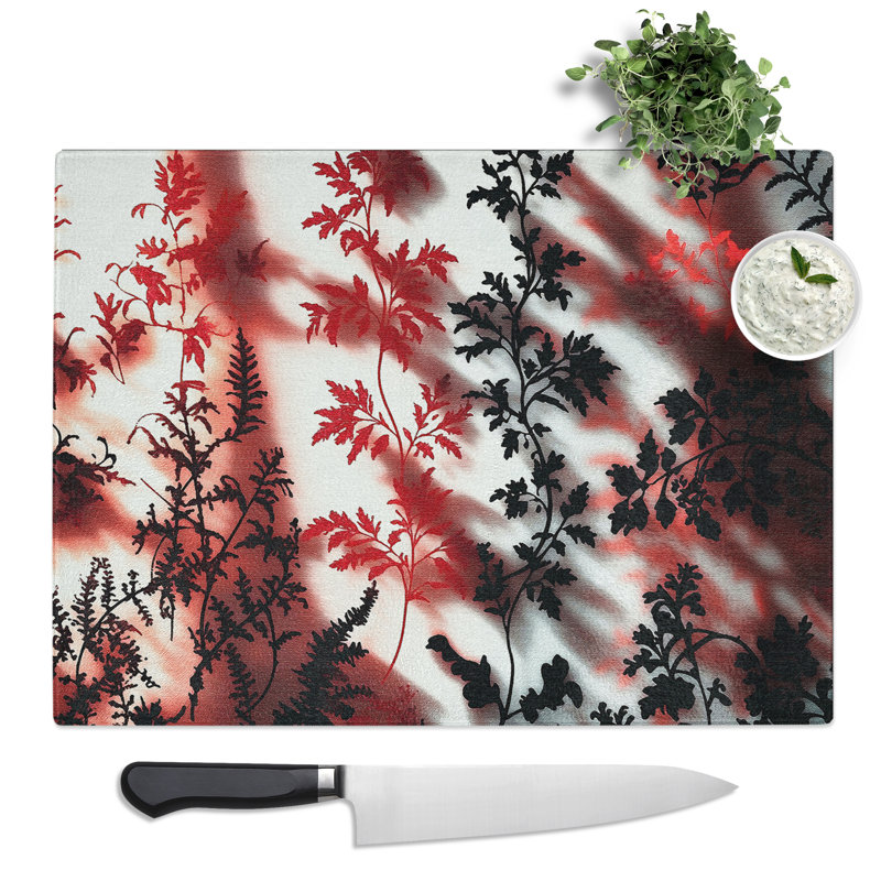 Silhouette Red Black  Glass Chopping Board