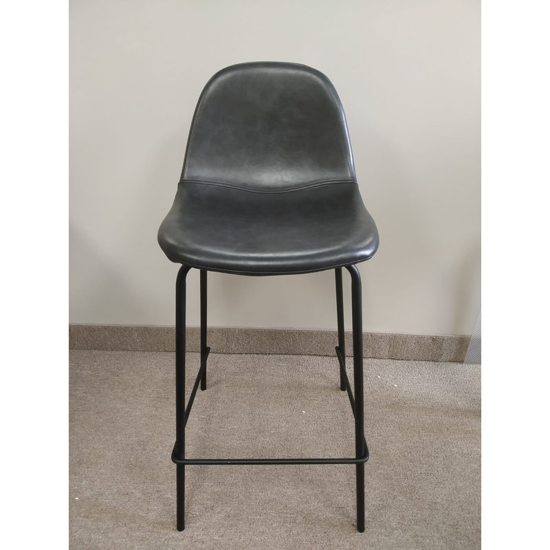 Joshveer Upholstered Counter Stool with Metal Frame, Black