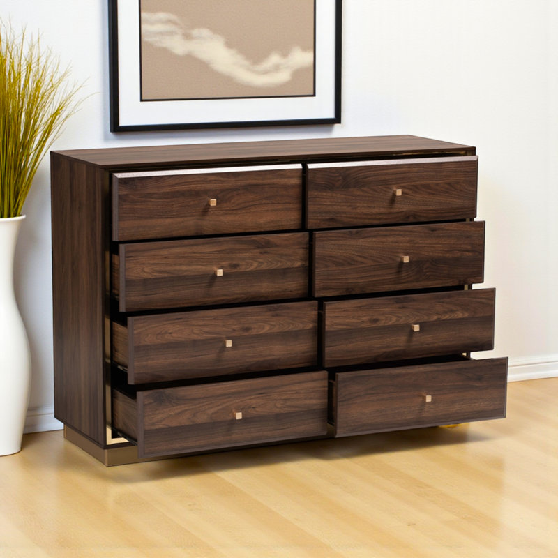 Creola 47.01 " W 8 - Drawer Dresser, Walnut